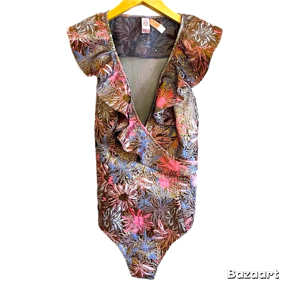 NWT Victoria's Secret Dream Angels Shine Brocade Bodysuit Ruffle Teddy Size M